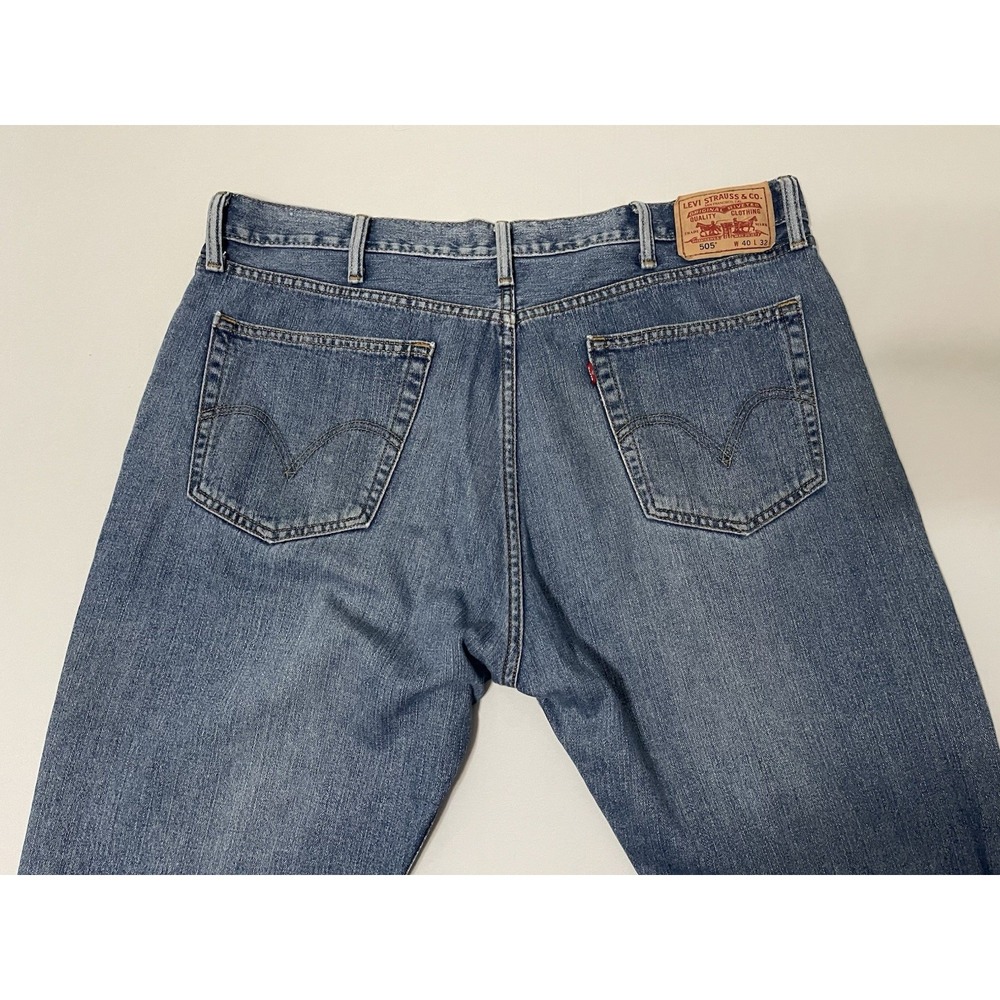 Levis 505‎ Jeans Mens 40x32 Blue Straight Leg Medium Wash Denim Pants - Picture 3 of 7